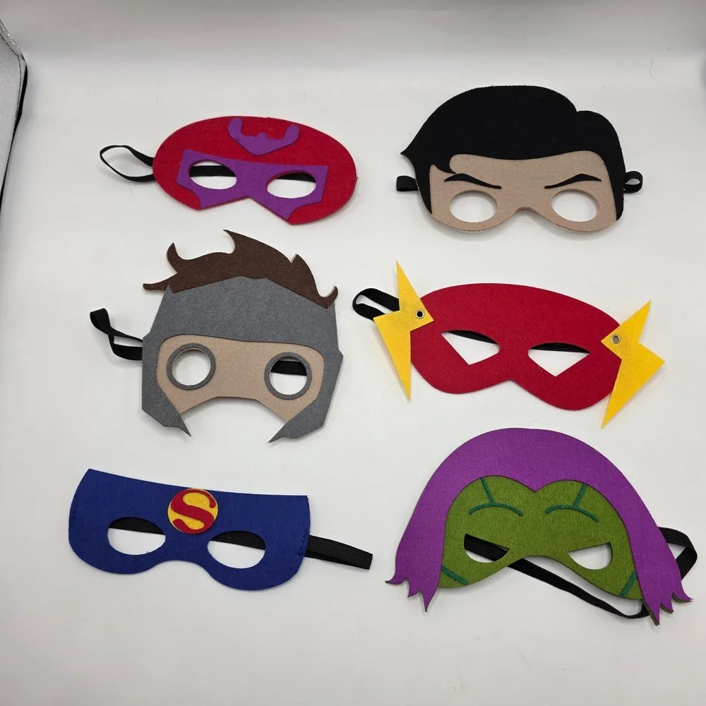Superhero‎ Felt Mask Set 6pc Kids Costume Dress Up Flash Superman Green Goblin